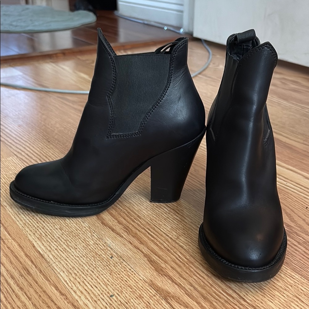 Acne Black Italian Leather Heeled Boots